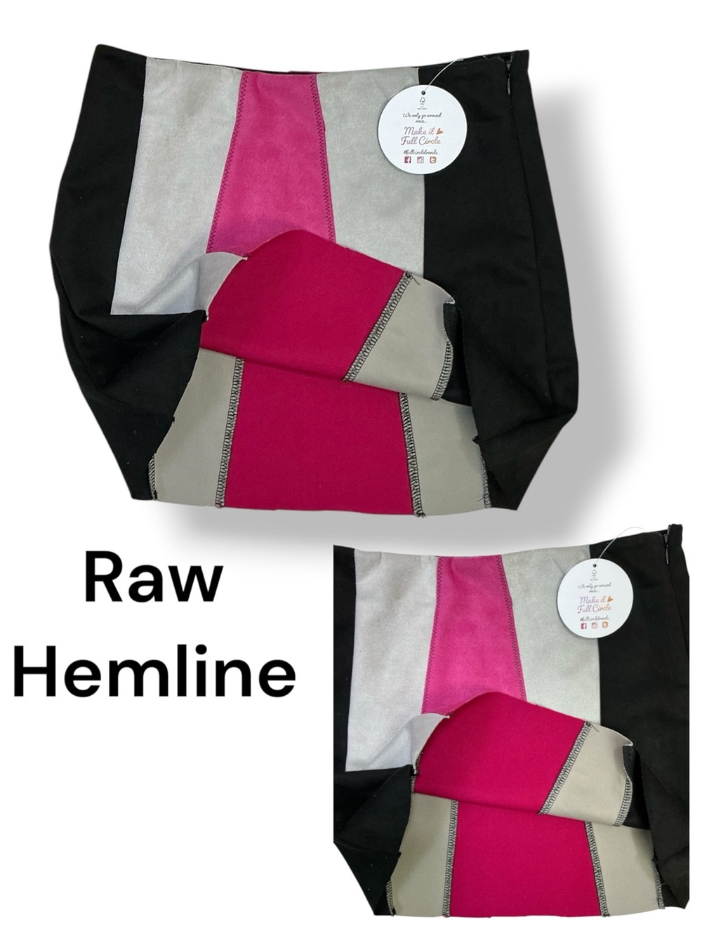 Jolie & Joy Faux Suede MiniSkirt Colorblock Black Pink Gray Girls M 10/12 NEW - Picture 6 of 16